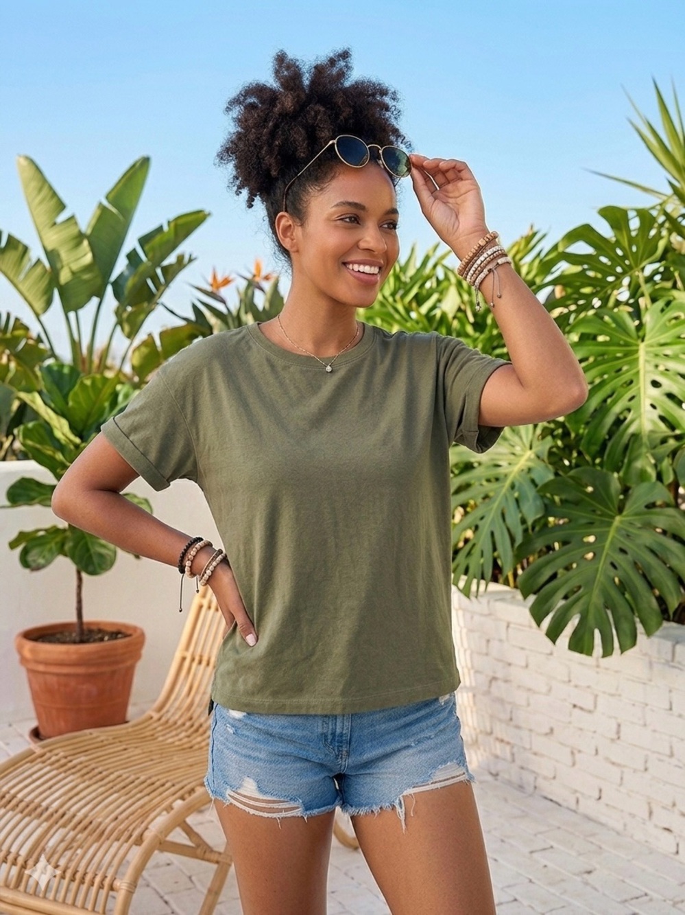 a new day Olive Green Crewneck Tee - Short Sleeve